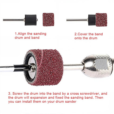 All In One Sanding Drum Kit For Dog Nail Grinder And Rotary Tool, 100 Pcs 80 Grit Sanding Bands With 1 8th Inch Mandrels assembly steps