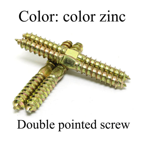 Double Ended Self Tapping Screws Set M6x60mm, 24 Pcs, Double Head Wood Screws in zinc color, shown front view.