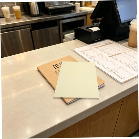 Two Part Carbonless Paper Writing Pads For Handwritten Notes And Duplicate Copies, A4 Size White And Yellow Office Paper, Portable 50 Set Note Pads For Quick Orders, Invoices, And Payments In Office Or Retail, on cafe counter