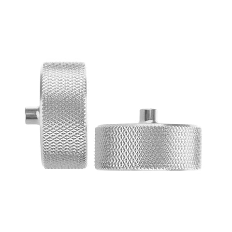 Dope Aluminum Alloy Flywheels Mod Kit For Nerf Stryfe CS18 Oblique Cage Compatible, showing two silver metal flywheels