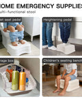 Heck Of A Sturdy Kids Step Stool With Super Grippy Non Slip Feet For Little Ones Reaching The Bathroom Sink Or Finishing Potty Training Without Any Wobbles, shown in various uses including toilet seat and storage.