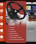Comparison of rotary marine steering system kit with 15 feet steering cable and 13.5 inch wheel on yachts and classic boats