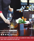 Rechargeable Flameless LED Tea Lights With Remote And Timer Waterproof Battery Operated Votive Candles on dinner table