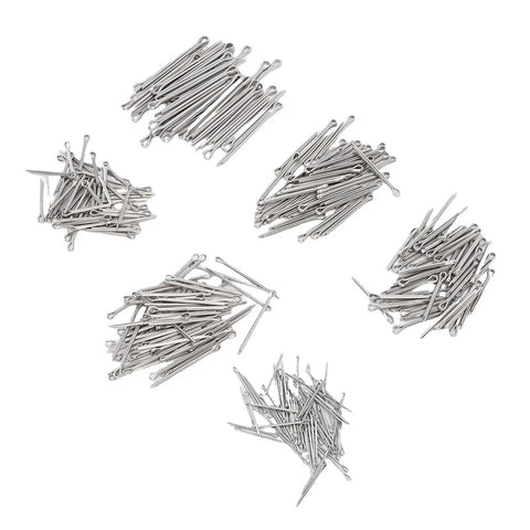 410 Piece Cotter Pins and Fastener Kit with 6 Size Options, Heavy Duty Straight Pins for Trucks and DIY Builds spread out