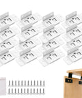 8 Pack Heavy Duty Stainless Steel Corner Brackets With Screws, Right Angle Furniture Braces, white finish, mounting example