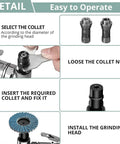 Heavy Duty Air Die Grinder With Rock Solid Metal Housing And Precision Ball Bearings Powers Through Any Task At A Blazing 20000 Rpm assembly guide with collet and grinding head.