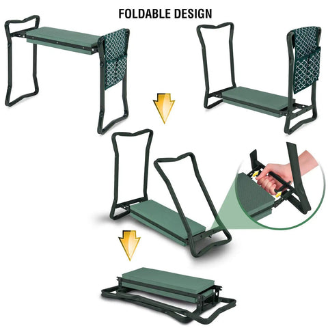 All In One Garden Kneeler And Seat With Knee Cushion And Flip Design For Comfortable Gardening, Lightweight Foldable Stool