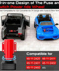 Upgraded Milwaukee 12V Battery Adapter for Ride On Wheel Toys with all in one switch and fuse design, 14 gauge wire terminals