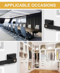 12 Piece Black Finish Passage Door Lever Set With Square Panel For Modern Interior Doors in office and closet settings