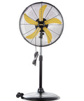 Heavy Duty 20 Inch Pedestal Fan Delivers 5000 CFM High Velocity Air With One Fifth HP Motor Oscillating Stand Fan On Wheels