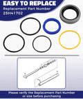 Bucket Cylinder Hydraulic Seal Kit For Bush Hog Front End Loaders Heavy Duty Replacement Fits One And A Half Inch Bore, One Inch Rod, Fifteen Inch Stroke Cylinders For 1840QT 1845QT 1846QT 1847QT 25H41702 seal rings and diagram