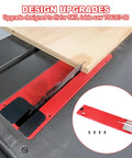 Top Shelf Zero Clearance Replacement Insert For Ten Inch Table Saw showing red insert fitting beside saw blade for precision cuts.