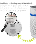 Image showing air purifier base with magnified model number AP-T20WT, compatible with 2-Pack Replacement Filter For AP-T20 Air Purifier Tower Models AP-T20WT And AP-T20FL White No Fuss Easy Swap High Efficiency Clean Air For Home Use Everyday.