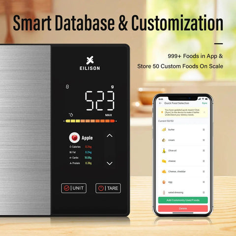 Smart Kitchen Scale With Nutrition Calculator, Digital Food Scale, Large TFT Color Display, Bluetooth App For 999 Plus Foods