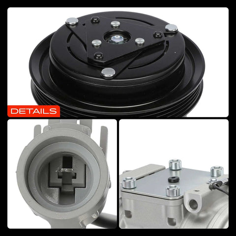 Heavy Duty Air Conditioning Compressor With Clutch Compatible With Toyota Tacoma 1995 To 2004 3.4L Engine 10Pa15L detailed view of clutch and pulley