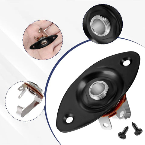 Road Ready 1/4 Mono Guitar Jack Plate Replacement Built Tough With Heavy Duty Steel Casting And Spot On 3/8 Inch Mounting Spacing, detailed view.
