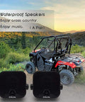 Rock Hard 4 Inch Marine Grade Box Pods Built To Crush It Every Single Day With Hella Tough Waterproof Seals For ATV UTV Golf Carts Boats And Pickup Trucks, pair of compact waterproof speakers near ATV.