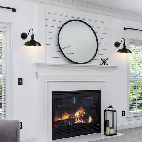 Gooseneck Barn Lights Indoor Black Farmhouse Wall Sconces 2 Pack Rustic Industrial Wall Mount Lighting for living room fireplace
