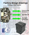 70 Amp 2 Pole Circuit Breaker For 120/240V Load Centers Plug-N-Play Thermal Magnetic Breaker Replacement For HOM270