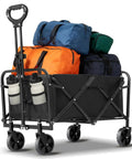 Heavy Duty Collapsible Wagon Cart With Wheels For Easy Grocery Runs And Outdoor Hauls, 220-Lb Capacity, loaded with bags