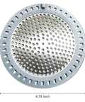 Top view of 2 Pack Shower Drain Hair Catchers With Stainless Steel Mesh And Soft Silicone Edging, 4.75 Inch Diameter