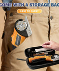 Heavy Duty Electric Cardboard Scissors With LED Light And Safety Lock Tungsten Steel Blade 2000Mah Battery in storage bag