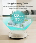 Slim Quiet Robot Vacuum With 2200Pa Suction For Pet Hair, Cleans Hard Floors And Carpets Easily, shown in living room