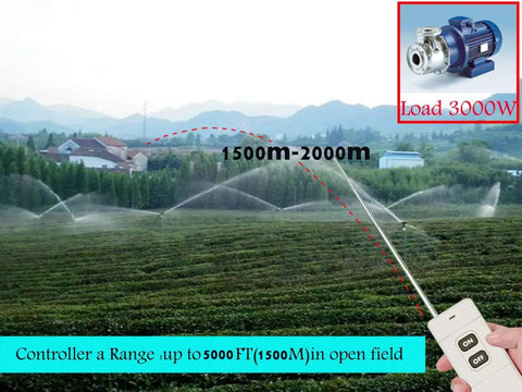 Wireless RF Remote Switch 12V 24V 48V 72V With Heavy Duty 40A Relay For Water Pumps Motors Lighting And Farm Equipment Long Range 1500 Meter Signal Works Through Walls And Doors, used in field irrigation.