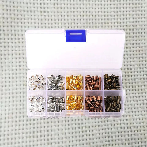 Awesome Healifty 300Pcs 4Mm Plastic Cord End Caps For Satin Cord And Lace. Super Sturdy Jewelry Findings To Make Killer Bracelets Earrings And Tassels. The Ultimate DIY Jewelry Accessory Kit With Glue-In Tips That Look Totally Pro And Ready To Fly Off. 300Pcs 4mm plastic glue-in cord end caps in assorted colors in a compartment box