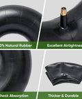 2 Pack 4.80 4.00 8 Inner Tubes With TR 13 Straight Valve For Wheelbarrows Lawn Mowers Hand Trucks Garden Carts Replacement Tubes For 8 Inch Rims 15.5 Inch OD Ready To Roll Heavy Duty Natural Rubber, close-up of natural rubber material and valve.