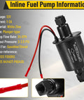 12V Low Pressure Fuel Pump Kit With 6.56 Ft Fuel Line And Dual Filters, Mounting Hardware, Line Connectors, And Wire Connectors, Black Pump