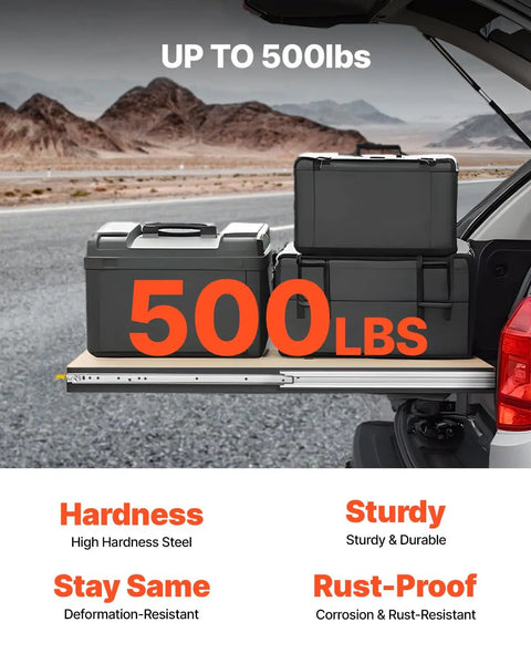 No Fuss Full Extension Drawer Slides 1 Pair Tough As Nails Ball Bearing Cabinet Rails handling 500 lbs load in outdoor setting.