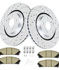 Front Drilled And Slotted Brake Rotors With Ceramic Pads Kit For Toyota Sienna Highlander RX350 RX450h NX200T NX300 NX300h