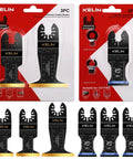 Six Piece Carbide And Titanium Multitool Blades Kit, Heavy Duty Oscillating Tool Blades For Wood And Metal Cutting, Nails And Screws, PVC And Drywall, With Hangable Case, Universal Interface Fit Bosch Fein Dewalt