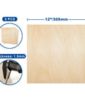 Unfinished Basswood Plywood Sheets 12 By 12 Inch A Grade 1.5mm Thick Pack Of 5 for crafts, showing size and smooth sanded surface.