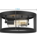 Dope Industrial Matte Black Flush Mount Ceiling Light Fixture With Two Lights E26 Sockets Close To Ceiling Indoor Outdoor Use