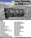N55 Engine Valve Cover Kit With Gasket Bolts And Oil Cap For BMW 335i 535i X3 X5 X6 740i 740Li 3.0L Fits 2010 Through 2019 Models