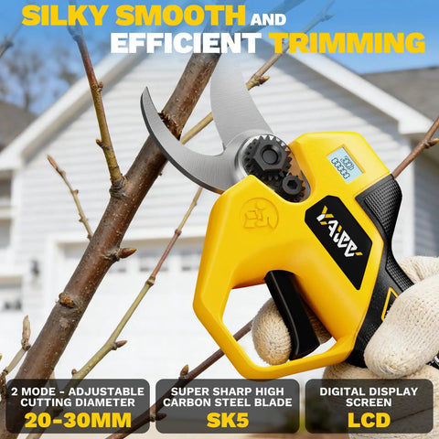 Brushless Electric Pruning Shears Cordless Garden Power Tool With LCD Display And SK5 Blades, cutting tree branch