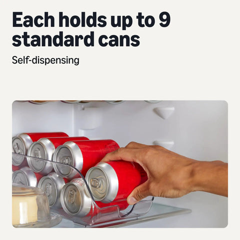 Clear Two Pack Can Organizer For Fridge Pantry Keeps Your Soda And Sparkling Water Stash Legit Organized With This Self Dispensing Beverage Rack Holding Nine Cans Per Section Total Kitchen Helper To Squash Clutter For Good