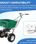 Spreader Agitator Kit For Lesco 101186 091186 705699 High Wheel Fertilizer Spreader And 092807 Push Spreader Replacement Parts Roll Pin Included No Fuss Direct Fit Upgrade Kit With Durable Construction And Easy Install displayed next to compatibility chart.