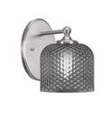 Capri Wall Sconce Brushed Nickel Finish, 6" Smoke Textured Glass, featuring a round base and textured glass shade.