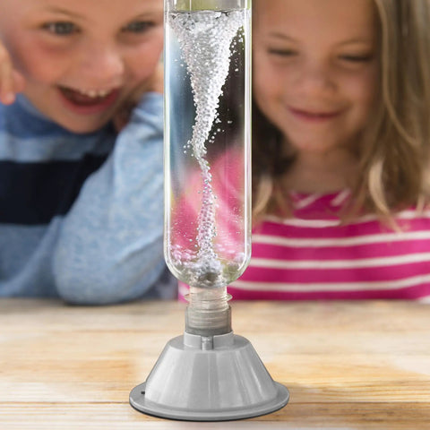 Children observing KidzLabs Tornado Maker Kit For Kids - Hands-On Weather Experiment with tornado vortex in a bottle
