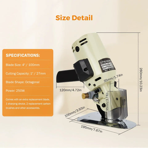 BEAMNOVA Electric Rotary Cutter With Powerful 250W Motor And Sharp Octagonal Alloy Steel Blades ideal for precise cutting of fabric and leather.