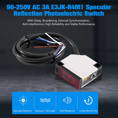 Specular Reflection Photoelectric Sensor Switch 90 To 250V AC 3A Rugged Outdoor Proximity Switch with detection features.