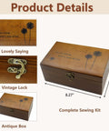 Retro Dandelion All In One Sewing Kit Box Basket Wooden Handcrafted Home Repair Tool Kit For Beginners Universal Sew Kit