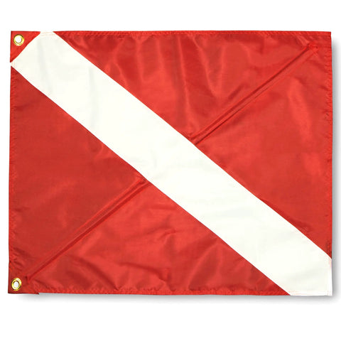 Warning Flag With Removable Stiffening Pole 20x24 Inches Red and White Nylon Dive Flag For Scuba Gear Spearfishing Freediving Snorkeling
