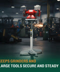 Adjustable Bench Grinder Stand Pedestal With Pre Drilled Mounting Platform height flexible rolling shop cart roll it anywhere built tough foundation dial in your position zero fuss workshop rig with grinders.