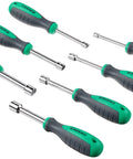 7-Piece Hollow Shaft Nut Driver Set With Cushion Grip Handles, Chrome Plated 3-Inch Shafts, Precision Machined Tips, assorted sizes