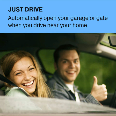 Couple in car demonstrating 3 Button Universal Garage Door Opener Remote 315MHz Visor Keychain Remote For Craftsman Compatible Models.