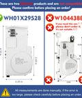 Top Notch Washer Door Lock Replacement Fits Whirlpool Maytag GE Appliances WH01X29528 dimensions comparison with W10443885.